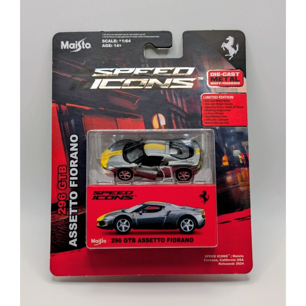 Maisto Speed Icons Ferrari 296 GTB Assetto Fiorano 1:64 Diecast Metal 2024 LE